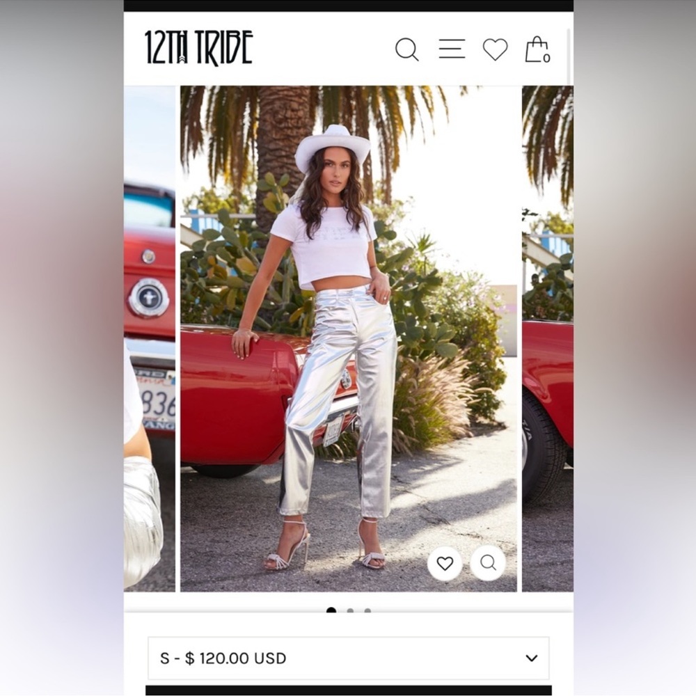 Aimmia metallic silver straight pants